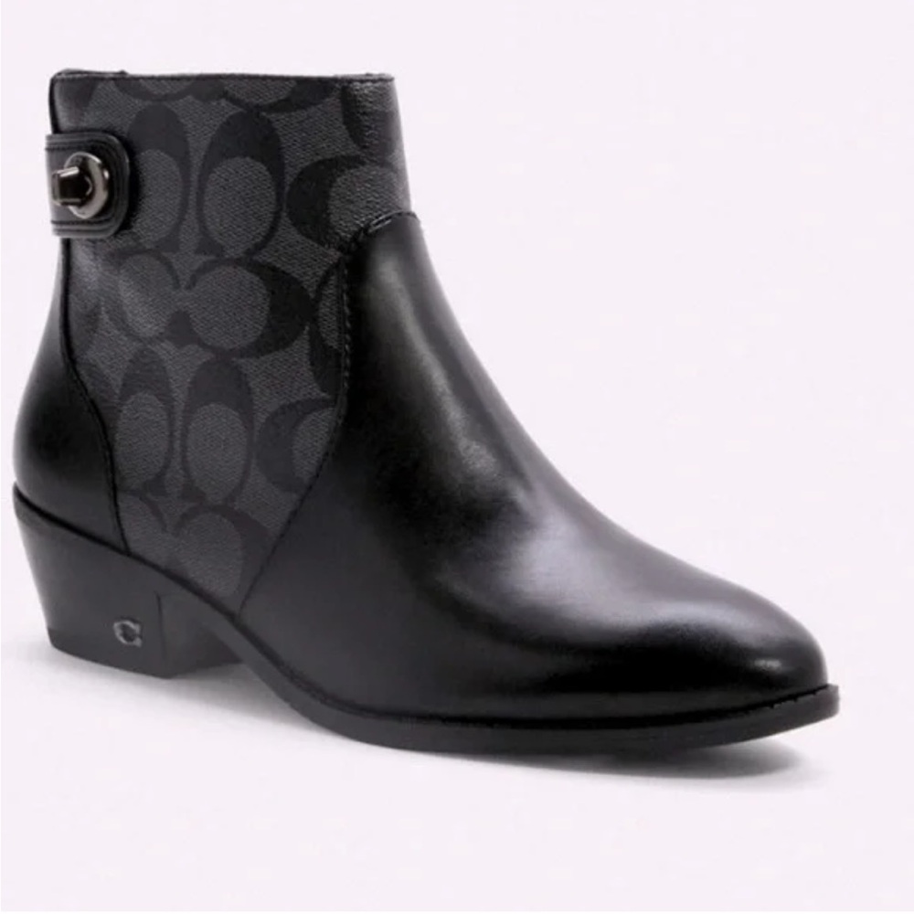 Coach Black Ankle Boot with Signature Pattern